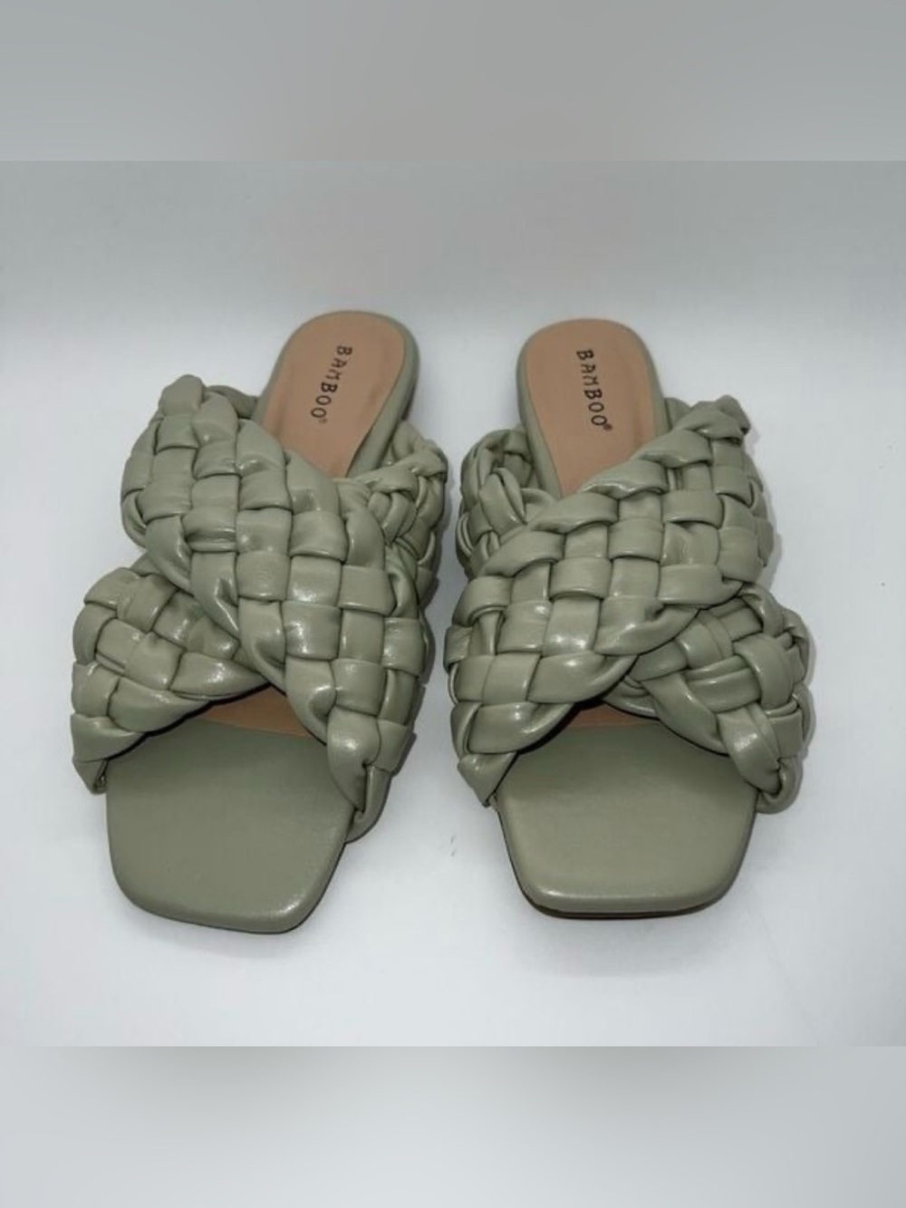 Bamboo Women's Braided Crisscross Strap Sandals Green Size 6.5